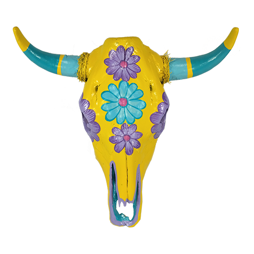 Yellow Floral Cow Skull