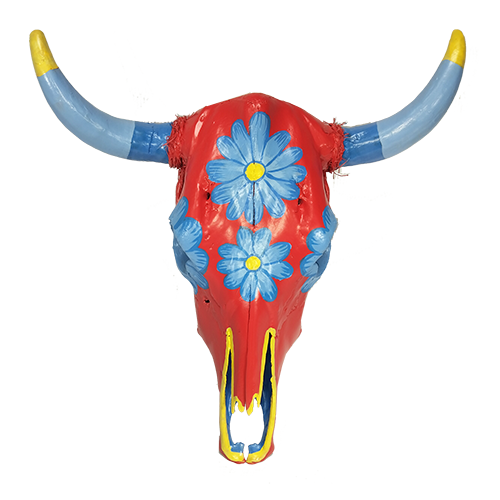 Red Floral Cow Skull