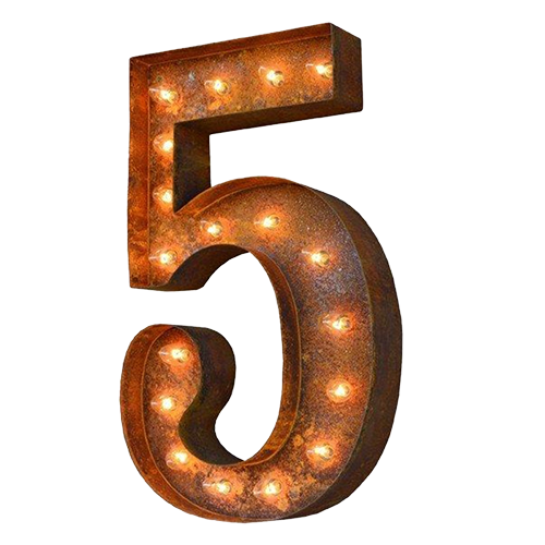 Vintage Marquee Number - 5