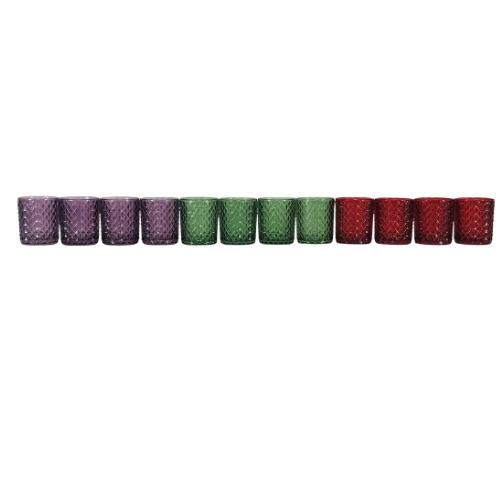 Gem Cut Glass Votives – Set of (12)