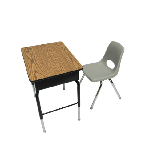School Desk with Grey Chair