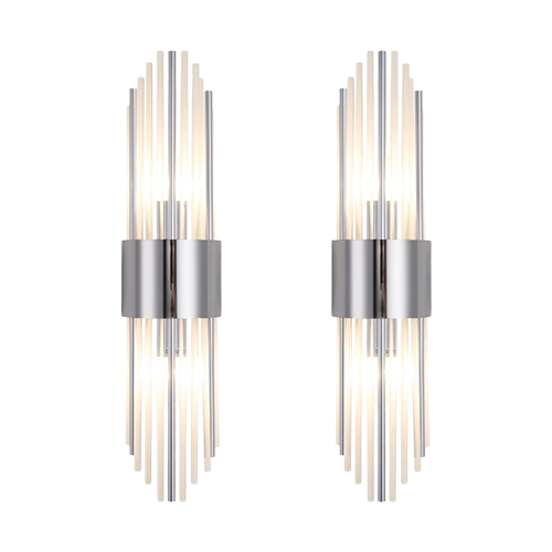 Modern Silver Wall Sconce (Set of 2)