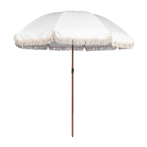 White Fringe Market Umbrella