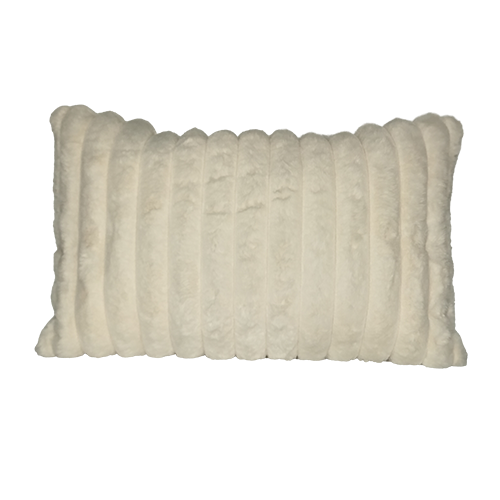 Creamy White Ribbed Fur Pillow