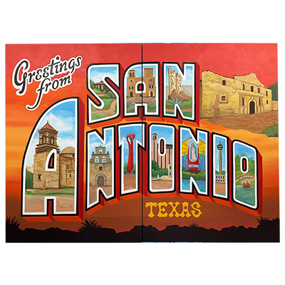 San Antonio Postcard - Red