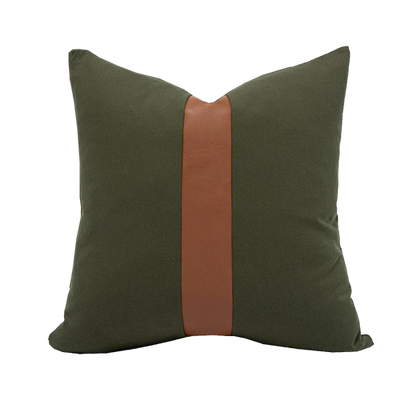 Olive and Leather Pillow