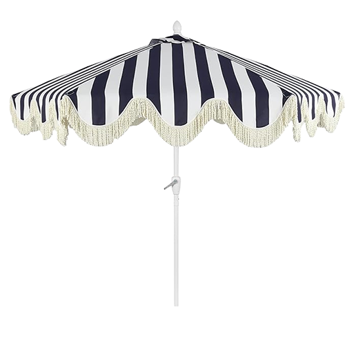Navy & White Stripe Market Umbrella
