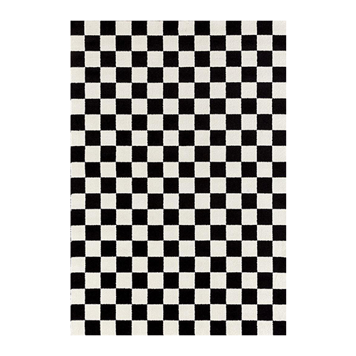 Black and White Checked Rug 8' x 10'