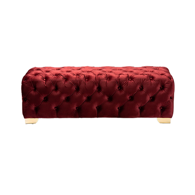 Deep Red Velvet Bench