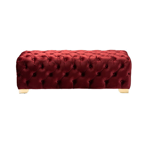 Deep Red Velvet Bench