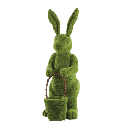 Furry Moss Bunny with Basket