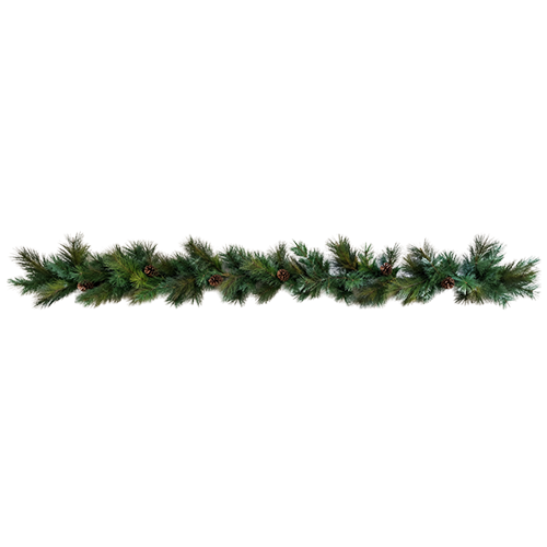 9’ Long Leaf Pine Garland with Pine Cones