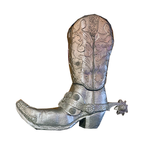 Oversized Silver Cowboy Boot