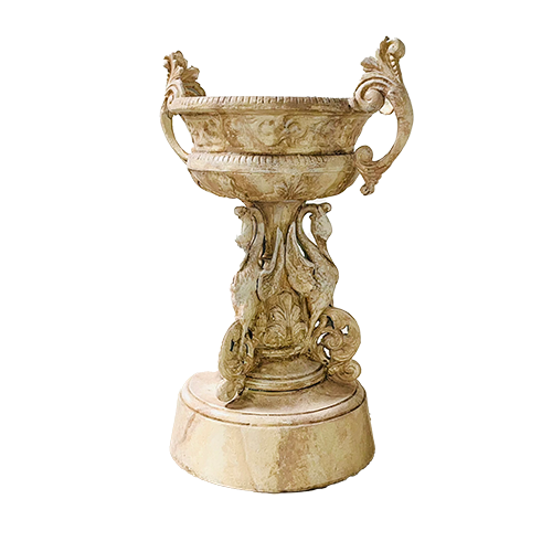Swan Faux Marble Urn