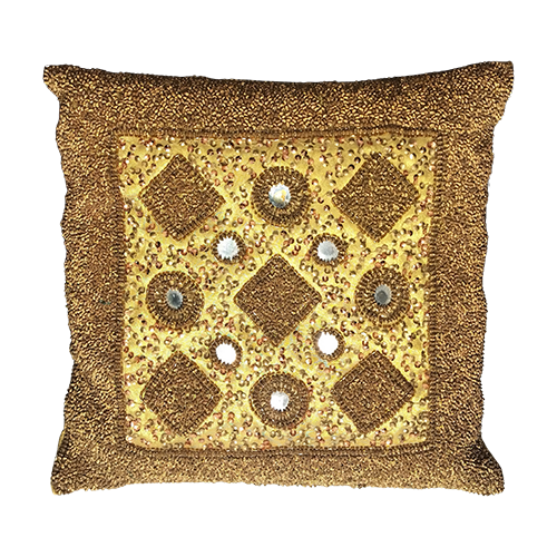 Gold Moroccan Beaded Pillow