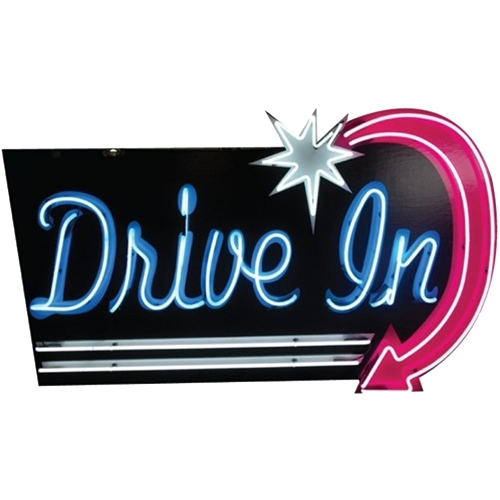 neon drive in sign