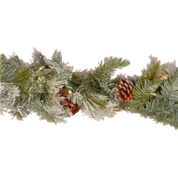 9' Flocked Pine Garland Lighted