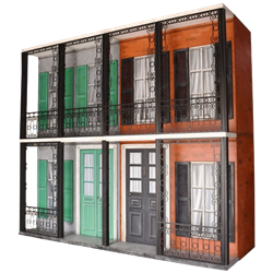 French Quarter Facade - Grey & Orange