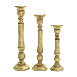 Gold Pillar Candle Stands - Set of (3)