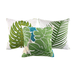 Set of (3) Tropical Leaf Pillows