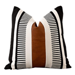 Black Leather Stripe Pillow