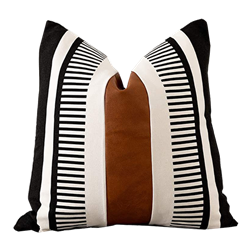 Black Leather Stripe Pillow