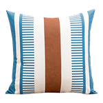 Blue Leather Stripe Pillow