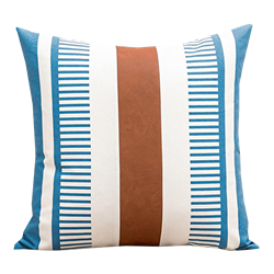 Blue Leather Stripe Pillow