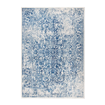 Blue and Ivory Distressed Area Rug 8' x 10'