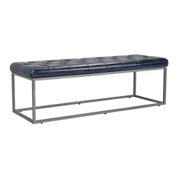 Midnight Blue Leather Bench