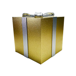 Gold Gift Box with Silver Bow