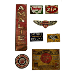 Set of Vintage Metal Automotive Signs