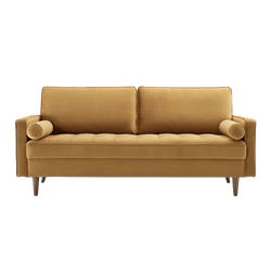 Cognac Velvet Sofa