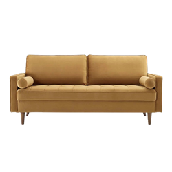 Cognac Velvet Sofa