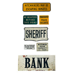 Set of Western Jail Bank Signs