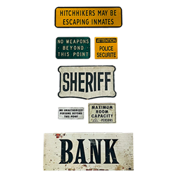 Set of Western Jail Bank Signs