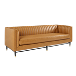 Cognac Leather Tufted Sofa