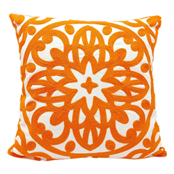 Embroidered Pillow - Orange