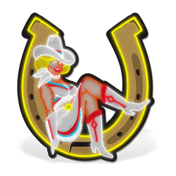 Vegas Cowgirl with Horseshoe LED Neon