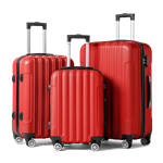 Set of (3) Modern Suitcases - Red