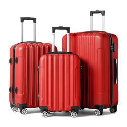 Set of (3) Modern Suitcases - Red