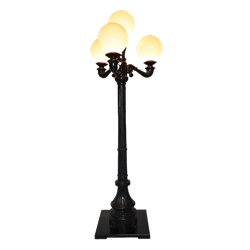 8' Black Quad Lamp Post