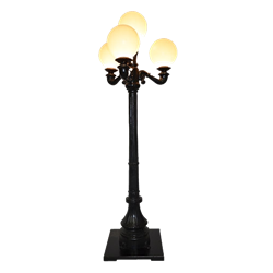 8' Black Quad Lamp Post